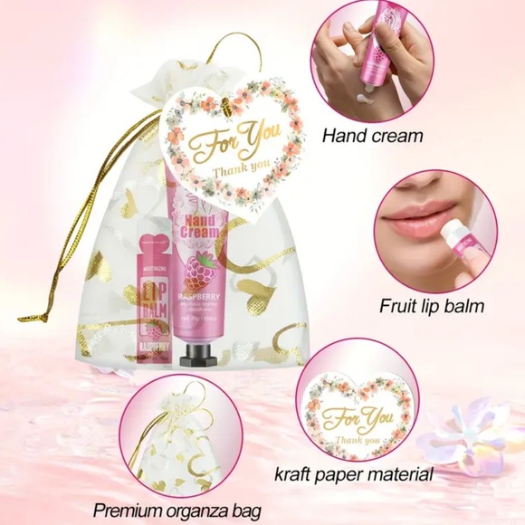 96 piece hand cream and lip balm Gift set NEW with thank you cards and bags - Picture 2 of 8